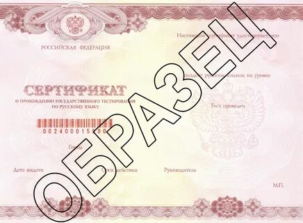 Сертификат о прохождении государственного тестирования