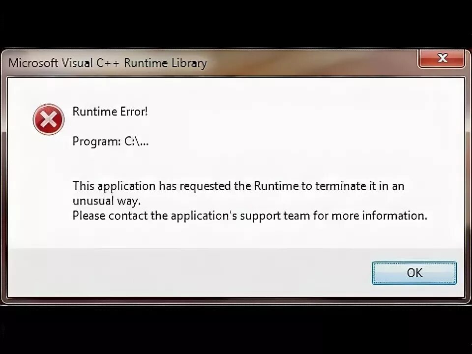 Как исправить microsoft visual c. Ошибка Visual c++. Microsoft Visual c++ runtime Library ошибка. Ошибка this application has requested the runtime to terminate. Ошибка Microsoft runtime.