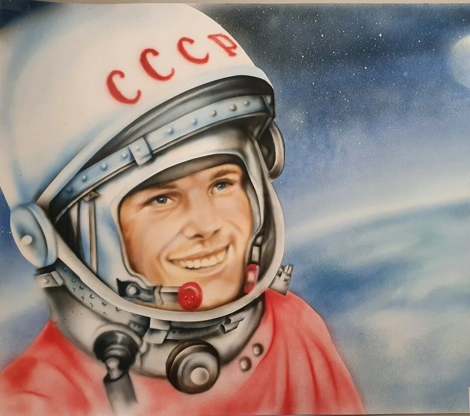 Портрет гагарина на день космонавтики. Портрет Гагарина. Портрет Юрия Гагарина на день космонавтики для детей. Гагарин в космосе.