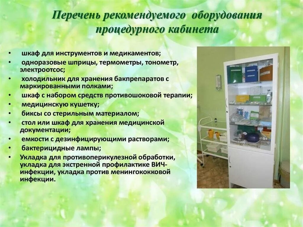 Процедурного кабинета рб. Процедурный кабинет в поликлинике оснащение и документация. нормы оснащения для процедурного кабинета. устройство процедурного кабинета. требования к оснащению процедурного кабинета.
