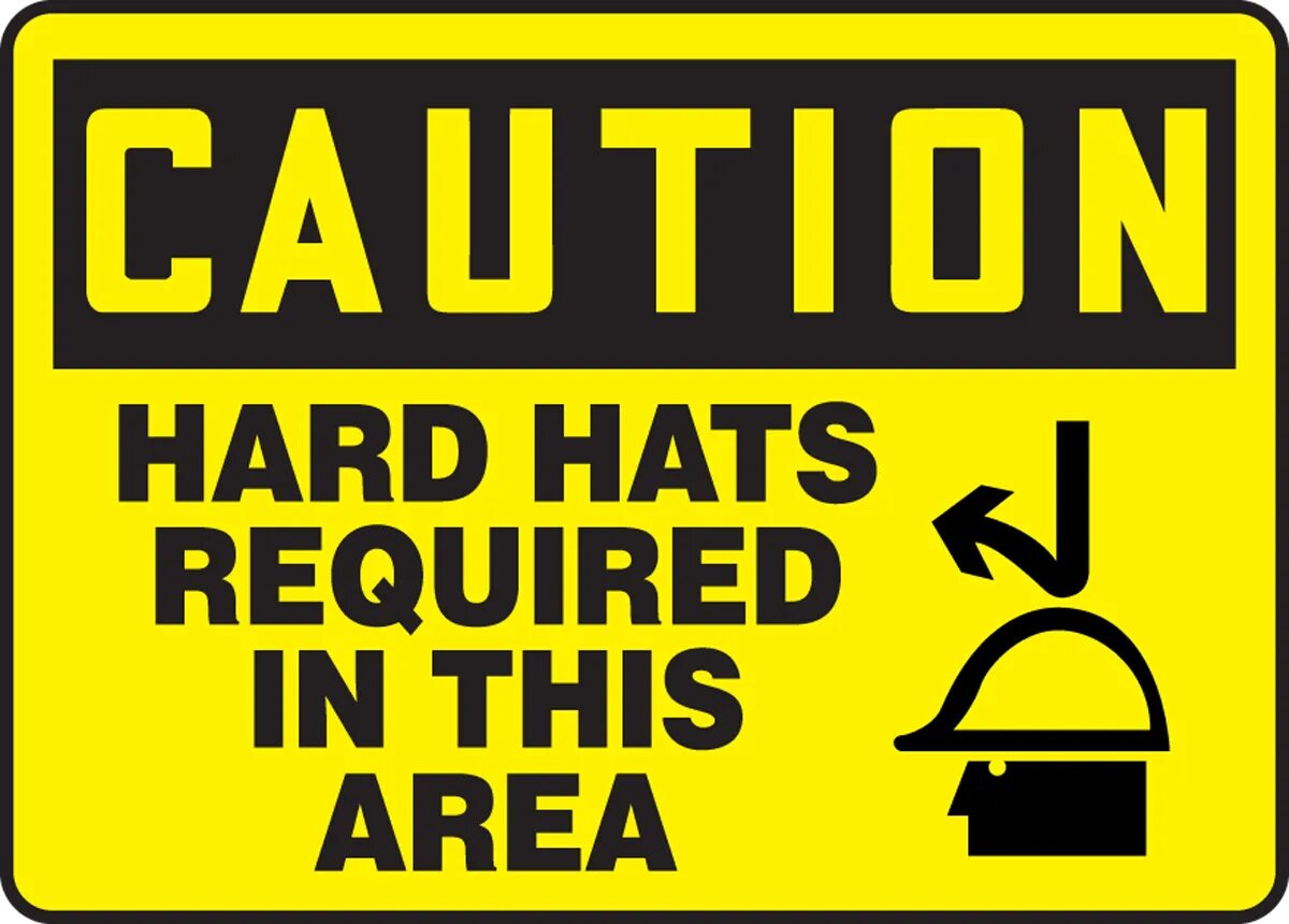 Hard warning. Hard hat area. safety area. hard hat sign. attention hard hat area.