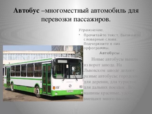 Маршрутка 1 текст. Автобус текст. Предложение про автобус. Многоместный автобус. Предложение со словом автобус.