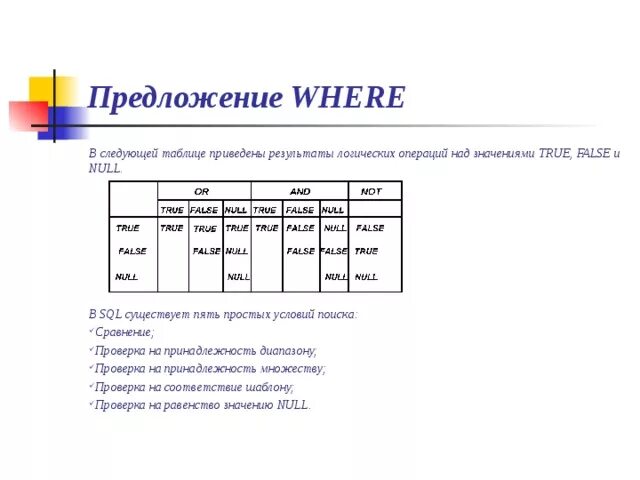 Логические операторы SQL. Логическое или SQL. Логические операции MYSQL. SQL обозначение операций. Предложения с where