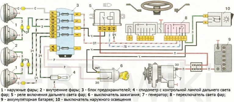 Схема проводки ВАЗ 2106 Дальний свет. ВАЗ 2106 Дальний свет схема. Схема подключения освещения ВАЗ 2106. Схема подключения ближнего света фар ВАЗ 2106. Схему ваз 21 0 6