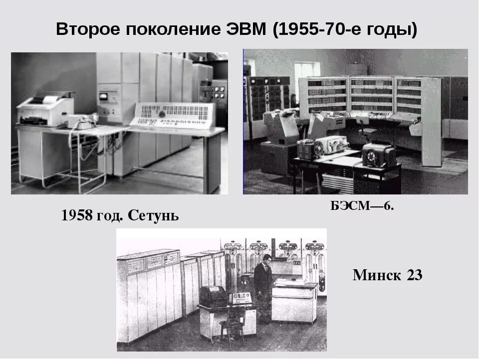 1 ое поколение. ЭВМ второго поколения БЭСМ-6. Второе поколение. Компьютеры на транзисторах (1955-1965). Сетунь 2 поколение ЭВМ. ЭВМ Сетунь 1958 года.