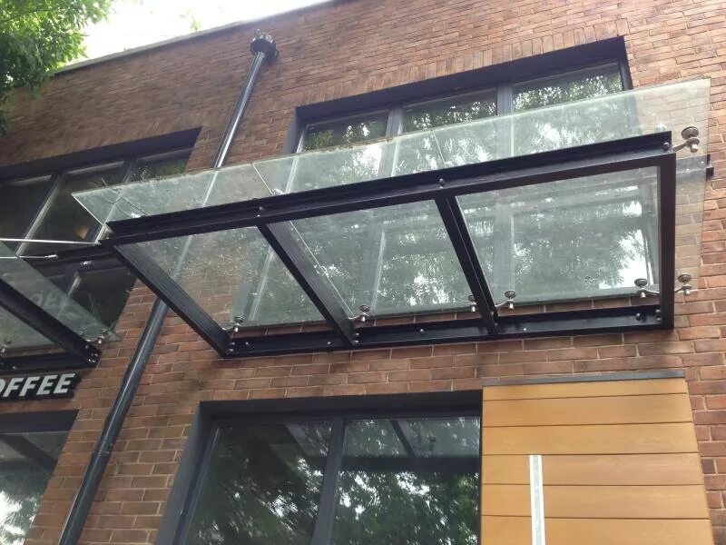 Stainless Steel and Glass Canopy Patio canopy, Metal door canopy, Porch design