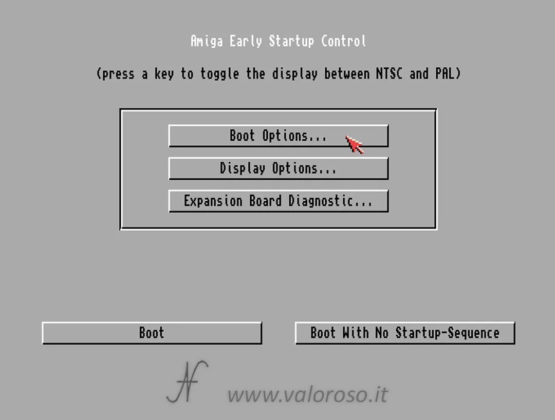 Return boot. Boot menu. kickstart amiga logo boot. press key. press to return.