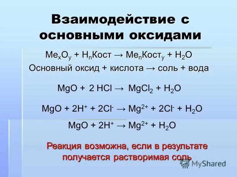 Составьте возможные реакции оксидов с водой