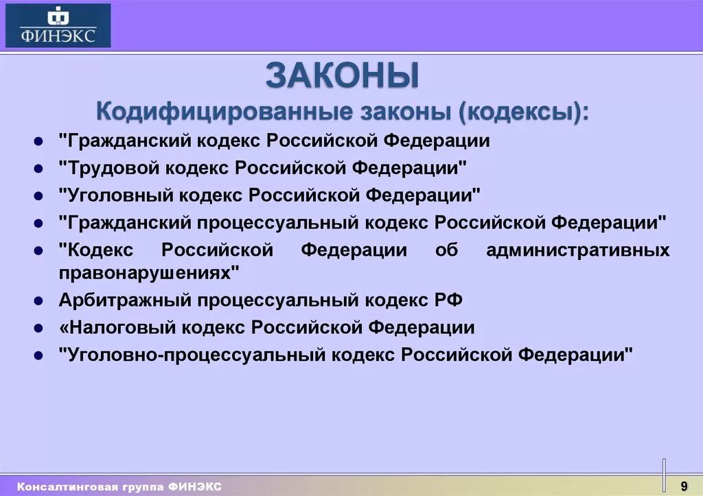 Кодифицированные акты российской федерации