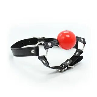 Leather Red BALL GAG and CHIN STRAP,Silicone Open Mouth Gag,Cosplay Accesso...