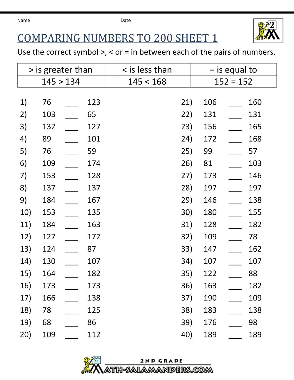 Math examples for 2nd Grade. Datetime compare