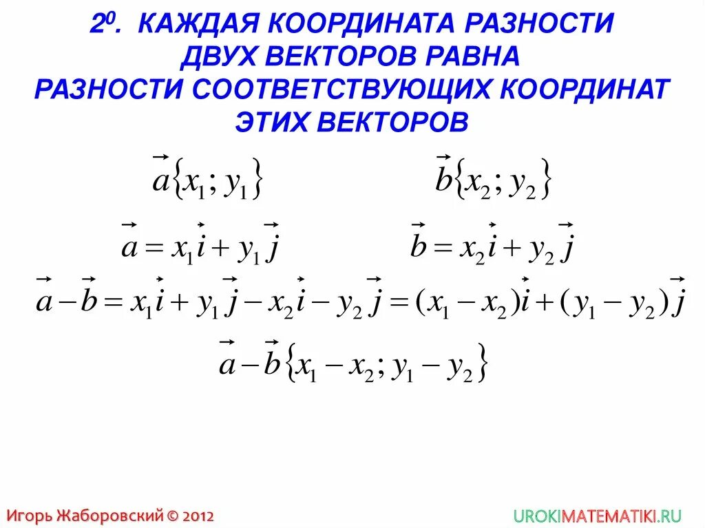 Разность координат вектора плоскости. Каждая координата разности двух векторов. Каждая координата разности двух векторов равна. Каждая координата суммы двух векторов. Каждая координата суммы двух векторов равна.