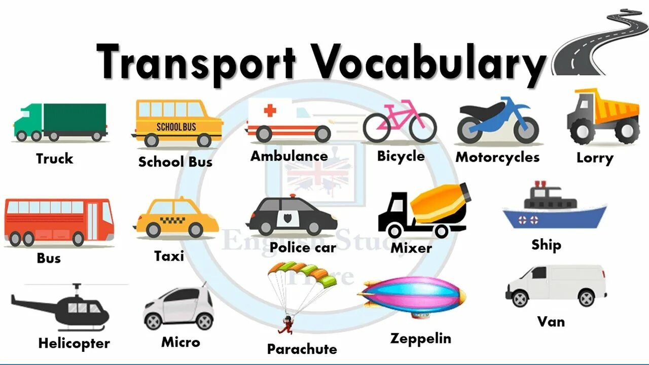Транспорт на английском языке. Transportation Vocabulary. Means of transport English.
