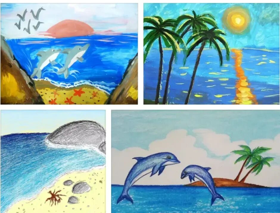 Здесь можно выполнить рисунок показывающий удивительную. Рисование море. Рисование моря для детей. Морской пейзаж для детей. Рисунок на тему море.
