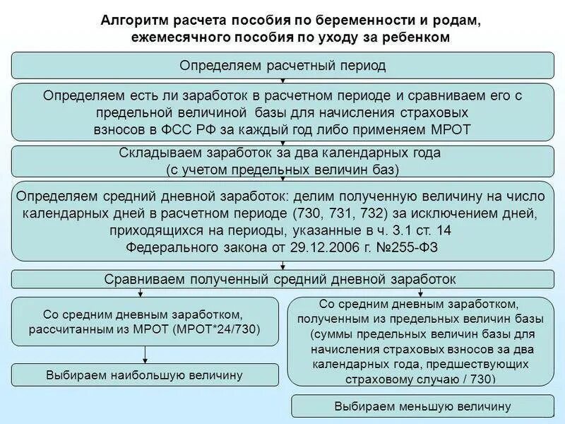 Порядок расчета пособия по беременности и родам. Алгоритм выплаты пособия по беременности и родам. Пособие по беременности и родам сроки. Пособие по беременности и родам характеристика. Компенсация отпуска при декрете