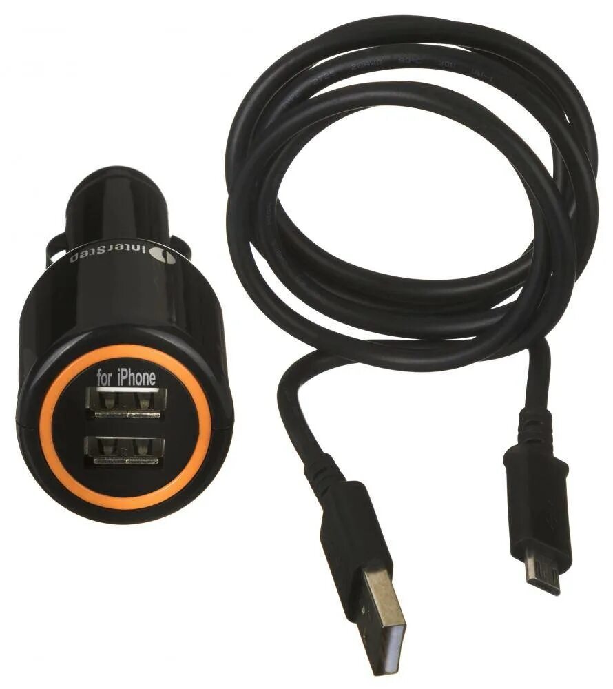 Автомобильная зарядка от прикуривателя купить. INTERSTEP USB зарядник для авто.