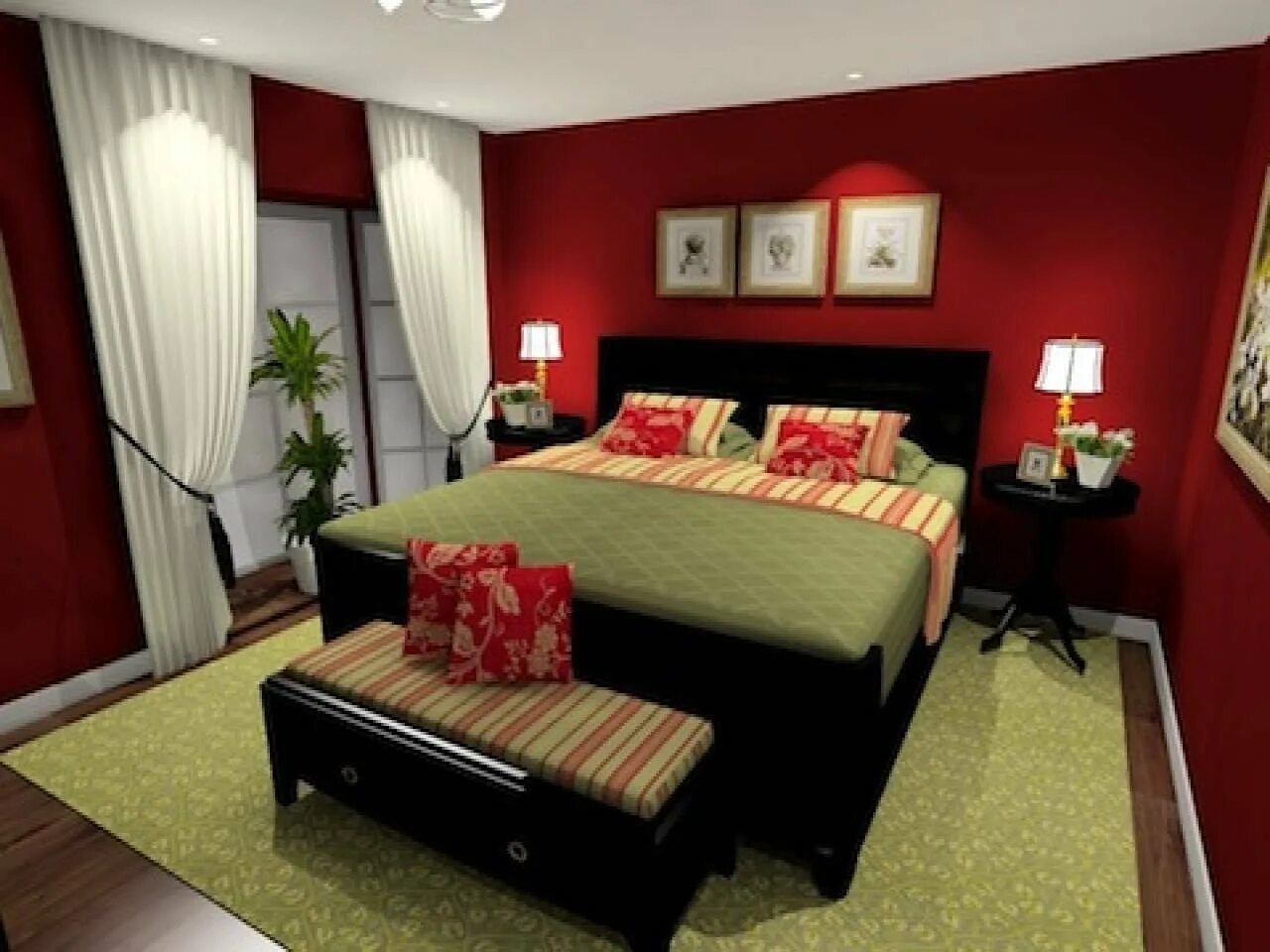 Red and choose. Красно зеленая спальня. Красная стена в спальне. Спальня в красных тонах. Красно белая спальня.