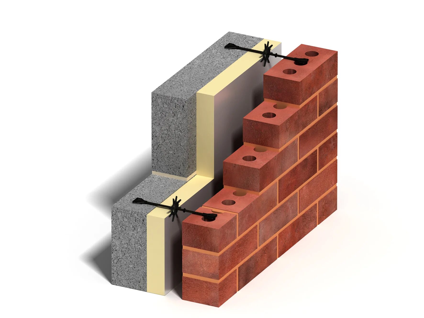 Монолитный кирпич. Слоистая кладка (трехслойная стена) Rockwool. Стены из кирпича с утеплителем из газобетонных блоков. Теплоизоляционные блоки для газобетона. Кирпичная кладка с Кавити Баттс.