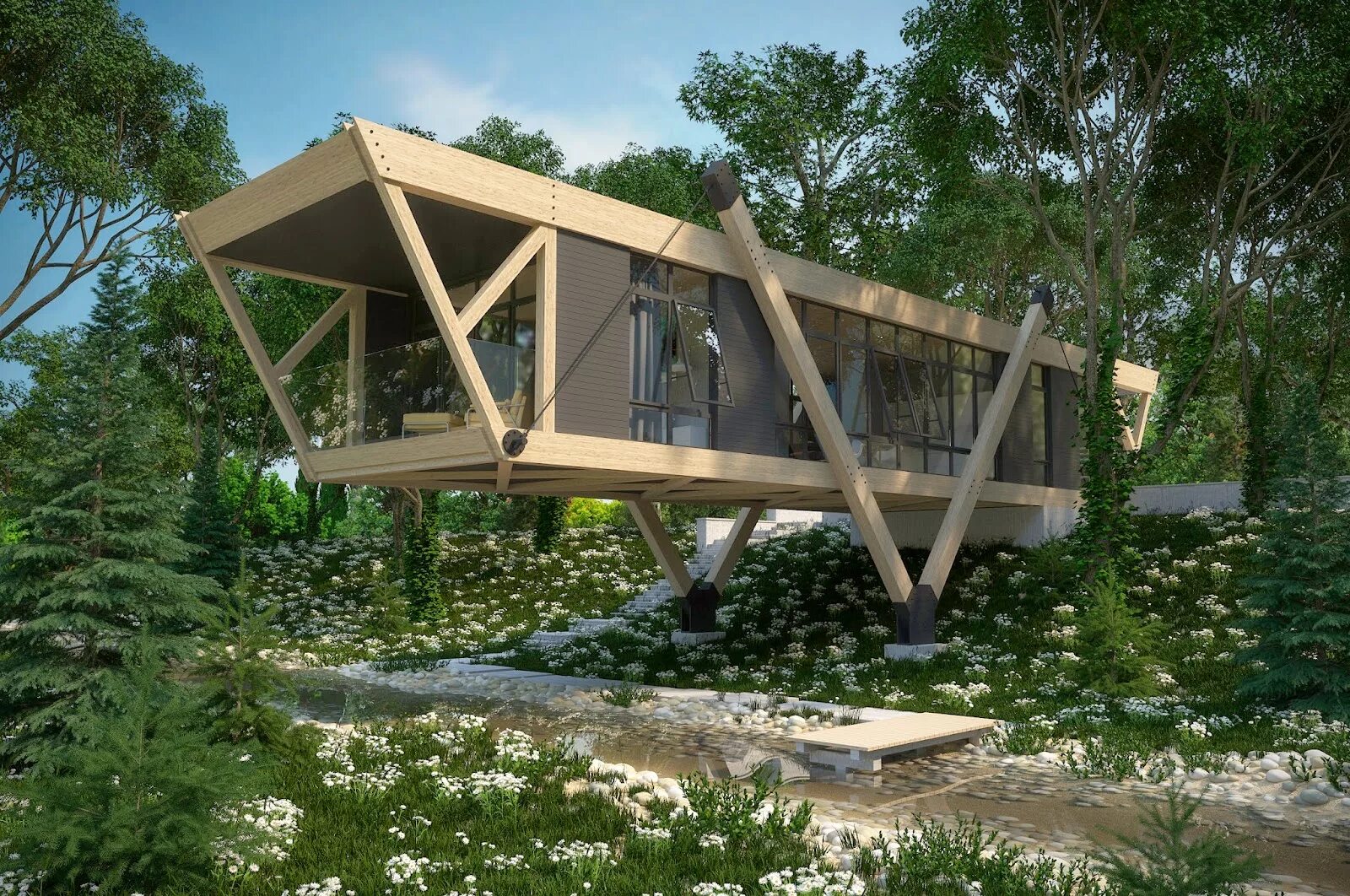 Дом над оврагом. Дом на высоких сваях. Дом мост в тульской области. Дом над оврагом. Домик на высоких сваях.