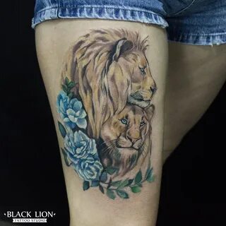 Тату лев и львица