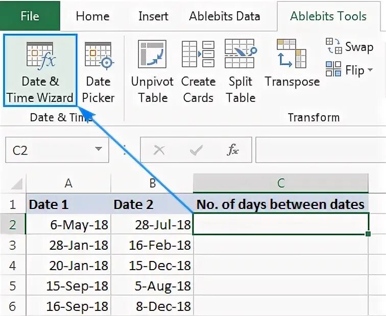 Time between dates. Excel day between.