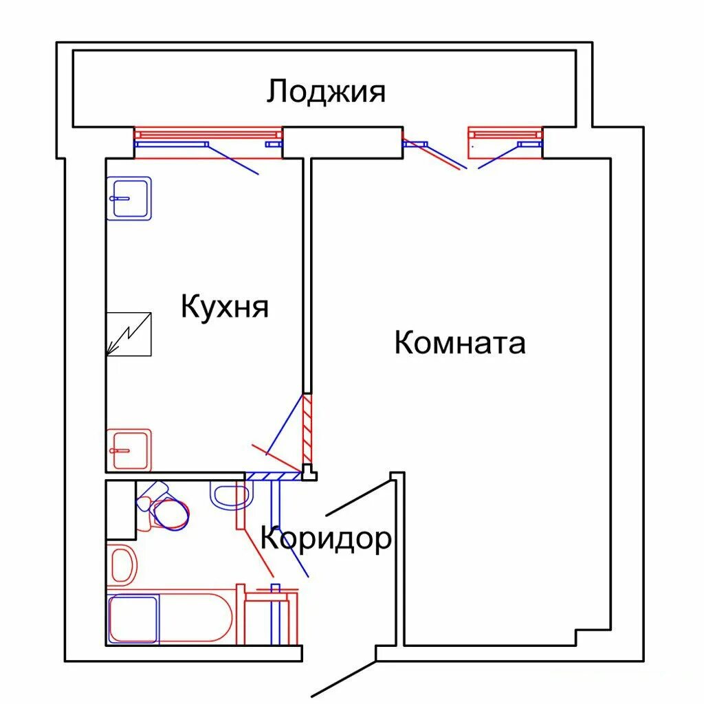 Схема однокомнатной квартиры. Схема квартиры 1 комнатной. Планировка однокомнатной квартиры схема. II-68 перепланировка однушки. Планировка квартиры с лоджией