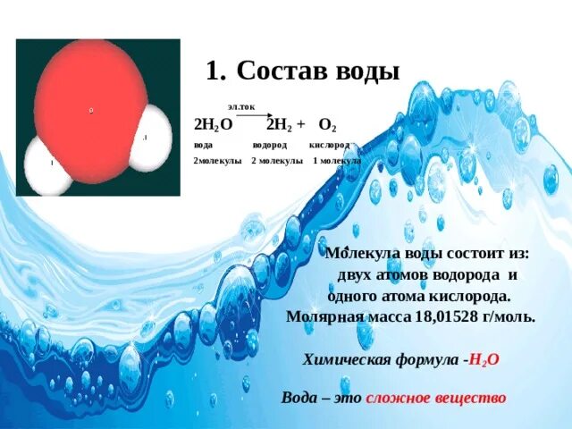 1 водород кислород вода