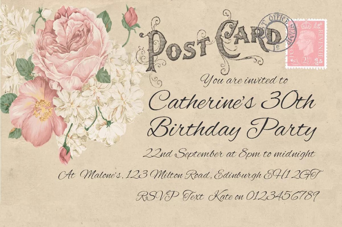 Ref invite. 50 gentle birthday invitation. invitation postcard. you are invited.