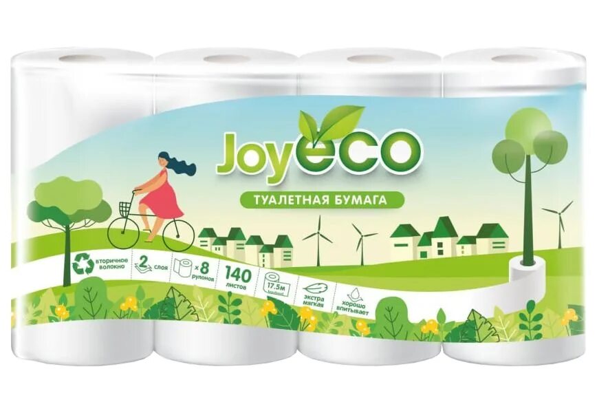 Эко джой. Эко джой. Бумага туалетная joy 2-х слойная ,белая, 4 рулона. Эко джой. Эко джой.