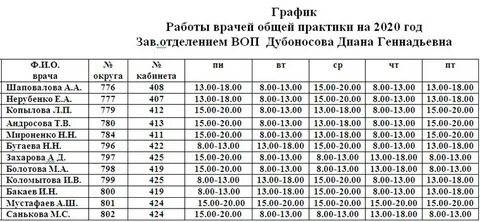 График работы филиала поликлиники 3