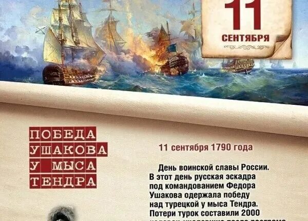 24 сентября дата в истории. Победа у мыса тендра 11 сентября 1790 года.
