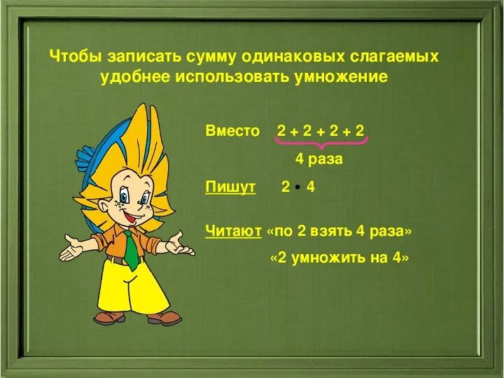 Задача на нахождение суммы одинаковых слагаемых. Задача на нахождение суммы одинаковых слагаемых