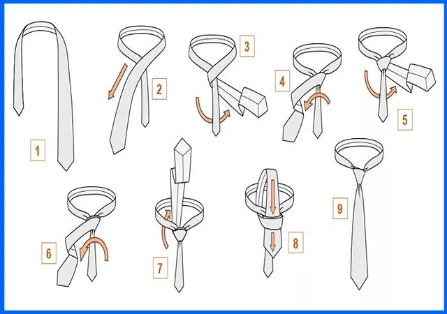 Схема завязывания галстука мужского