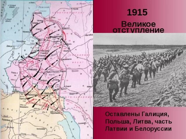 Какое событие произошло в ходе кампании 1915. Великое отступление в первой мировой войне карта. карта 1 мировой войны великое отступление. первая мировая великое отступление 1915. великое отступление русской армии в 1 мировой войне.