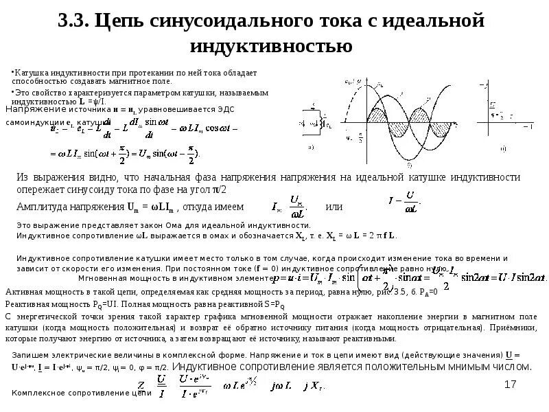 Цепь идеальной катушки индуктивности