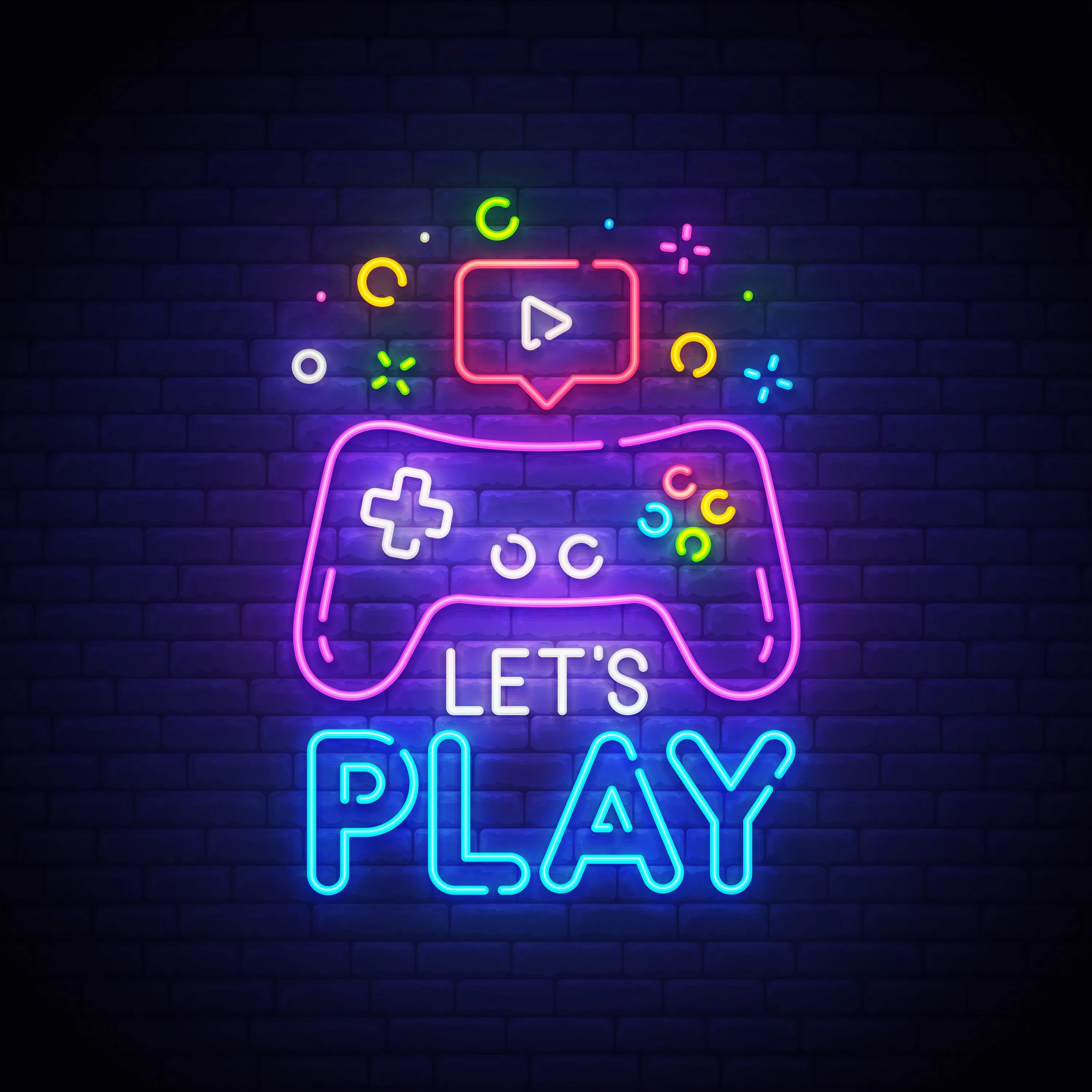Go play my game. Неоновый логотип. игра lets play. неоновые логотипы игр. логотип клуба неон.