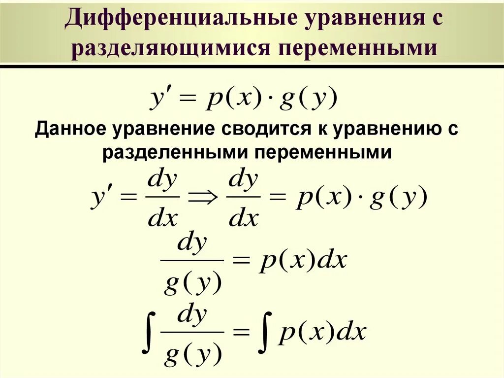 Решение уравнений с разделяющимися переменными. Решение дифференциальных уравнений методом разделения переменных. дифференциальные уравнения с разделяющимися переменными. дифференциальные уравнения с разделенными переменными. ду 1 порядка с разделяющимися переменными.
