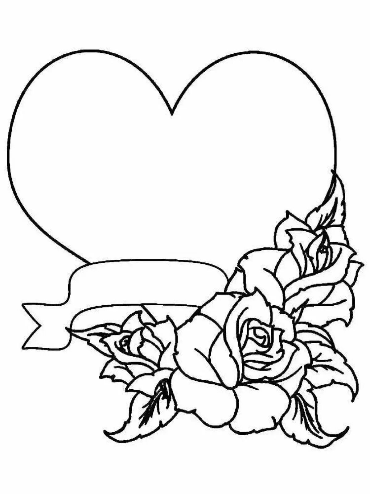 Картинки открытки раскраски. Раскраски сердечки и цветы. Роза раскраска. Сердечко с цветами раскраска. Раскраска сердечко с цветочками.