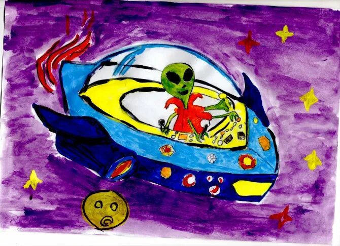 Рисунок инопланетянина в космосе. Рисование космос инопланетяне. Рисование для детей инопланетяне космос. Рисование на тему космический пришелец. Тема пришельцы для детей.