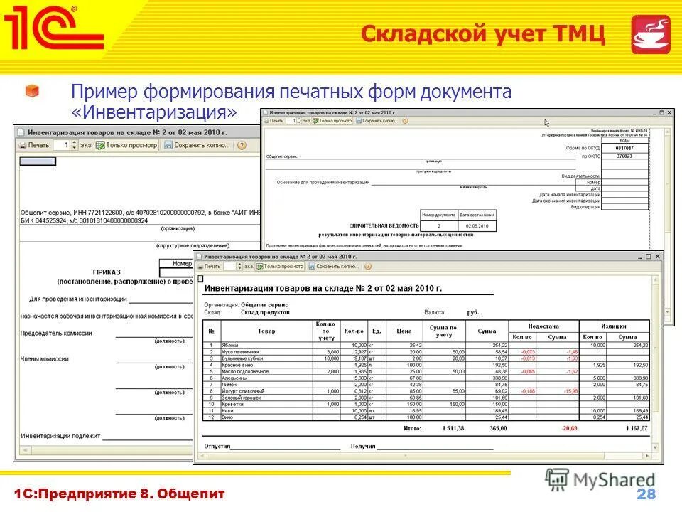 Инвентаризация склада организации. 1с предприятие инвентаризация. 1c общепит база данных. Учет ТМЦ. Складской учет.