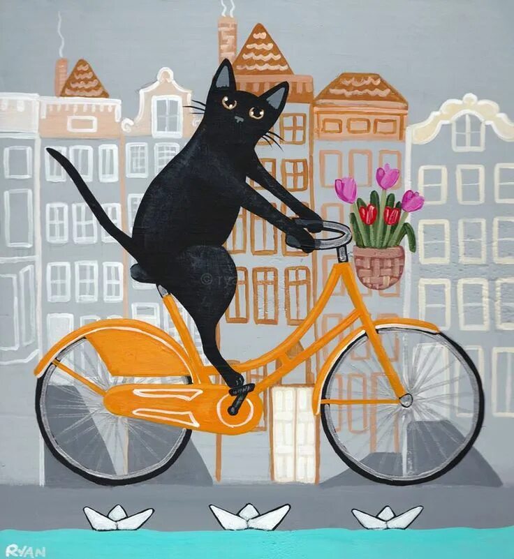 Кот на велосипеде. Кошачий велосипед. Кошечка на велосипеде. Постеры с котами.