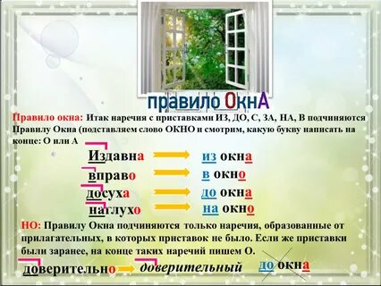 Пол окна правило