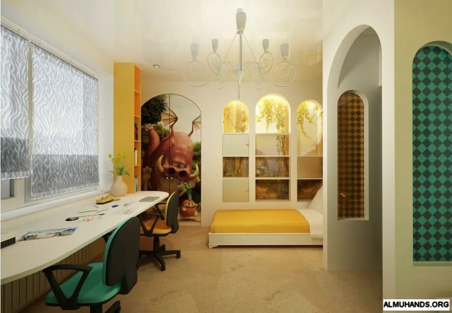 Детская комната для разнополых деток. Интерьер детской для двоих разнополых детей. Планировка детской комнаты для двоих. Зандирование детской комнаты. Зонирование детской для двух детей.