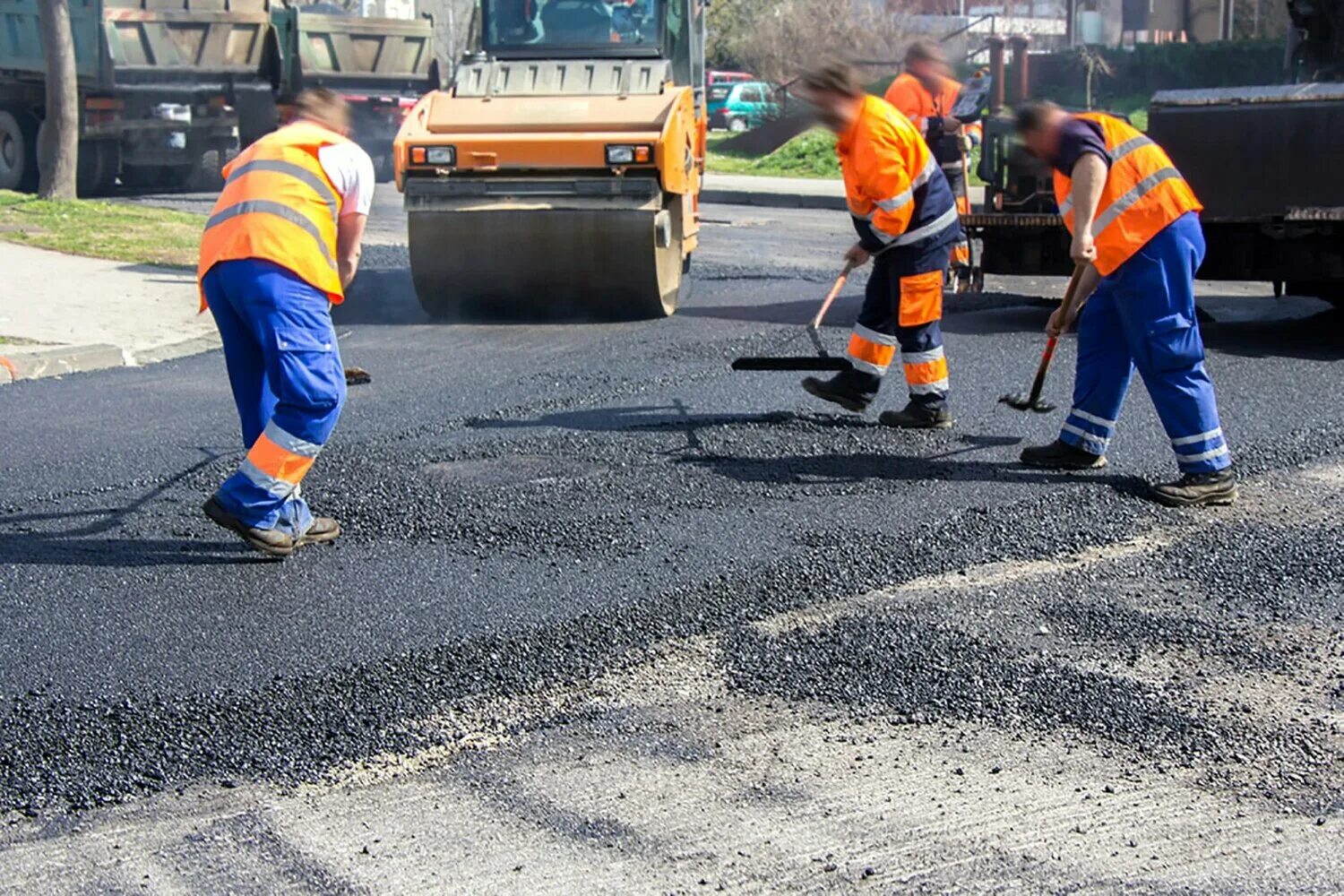 Асфальт. Дорожные работы. Укладка асфальта. Асфальтирование дорог. Repair roads