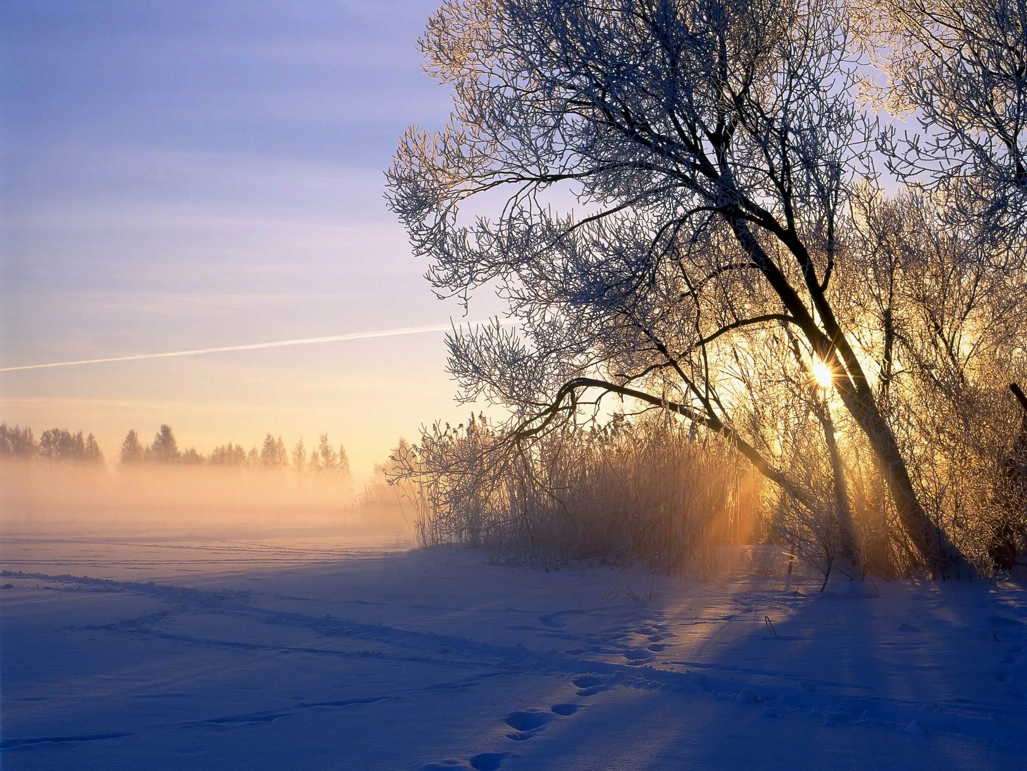 Зима февраль. Февральский пейзаж. Конец зимы. Последний вечер зимы. Полный месяц февраля