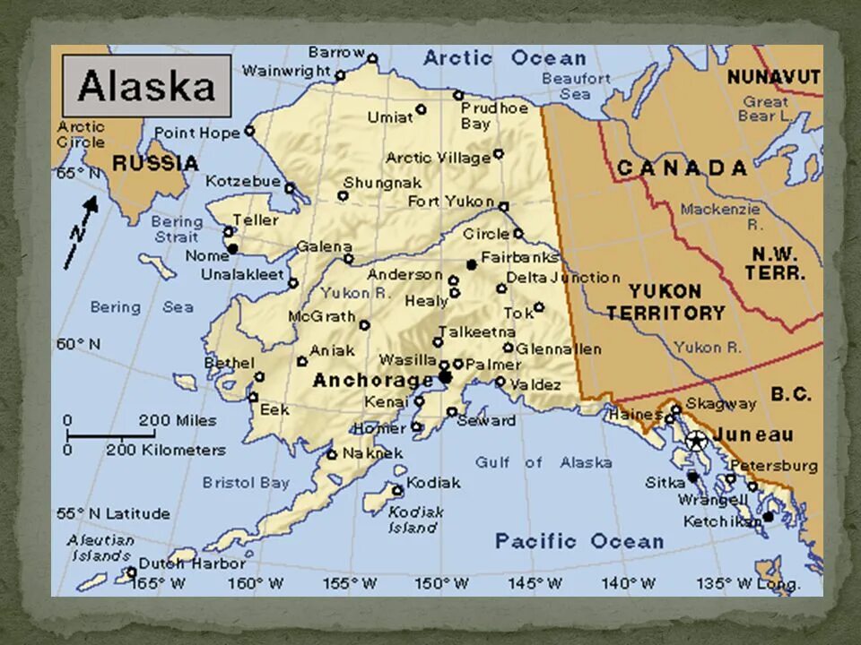 Покажи аляску. Расположение полуострова Аляска на карте. Аляска штат США на карте. Штат Аляска на карте Северной Америки. Аляска на карте России с городами подробная.