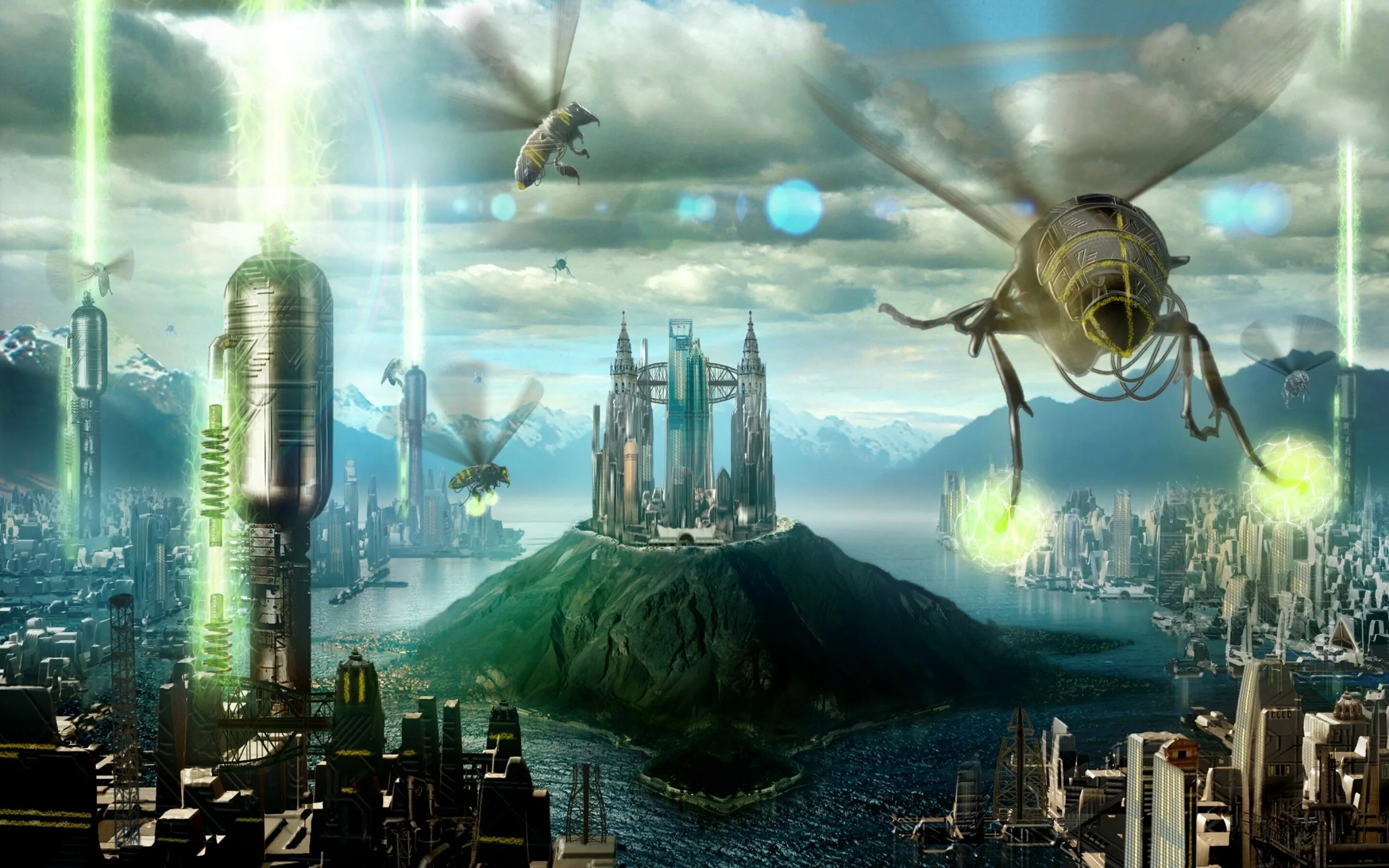 Миров очень много. Инопланетные цивилизации. Инопланетный город. Планета будущего. Фантастические города будущего.