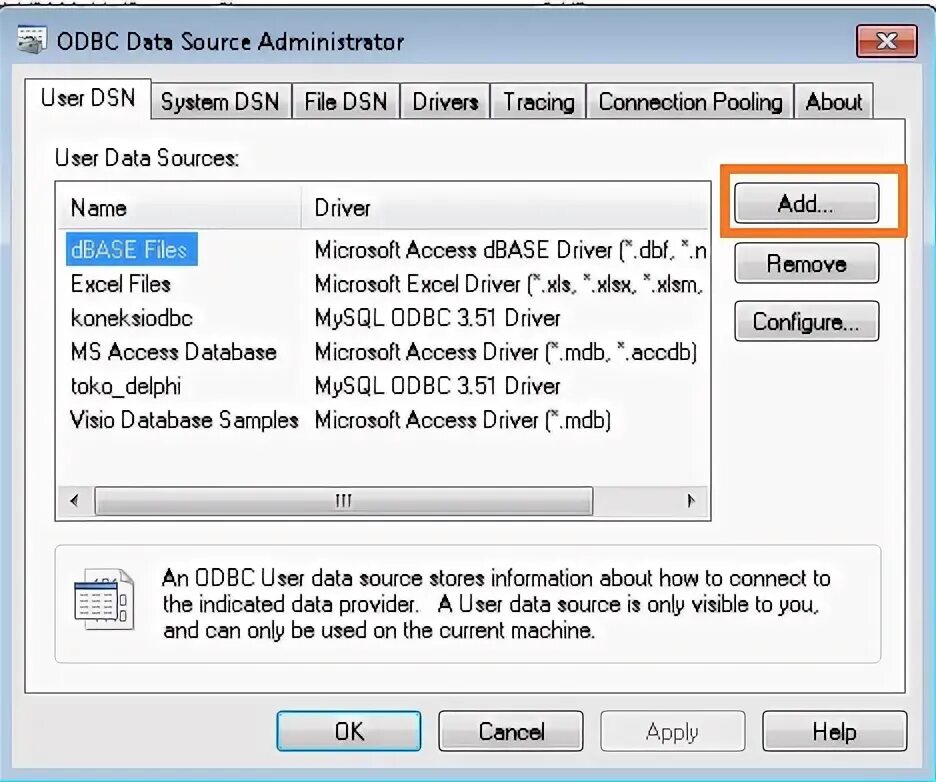 Data source name. Data source name