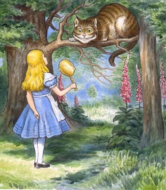 Какие нибудь сказки алиса. Чеширский кот тенниел. чеширский кот льюис кэрролл. алиса в стране чудес кот и алиса. льюис кэрролл алиса в стране чудес чеширский кот.