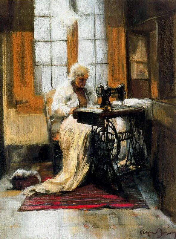 Жюль бретон художник. Художник charles baugniet (1814 – 1886. Портновское искусство. Портновское искусство. Швейная машинка в живописи.